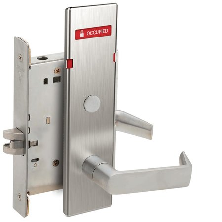 SCHLAGE Grade 1 Bed Bathroom Privacy Mortise Lock, 06 Lever, N Escutcheon, Indicator displays with Text, ADA L9040 06N 626 ADA L283-722